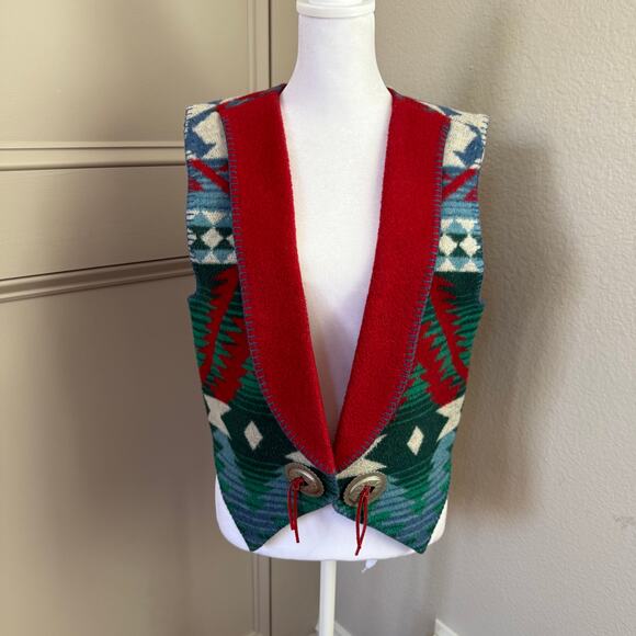 Sharon Young 90’s Vintage Southwestern Concho Blanket Vest Made in USA Small - Picture 1 of 7
